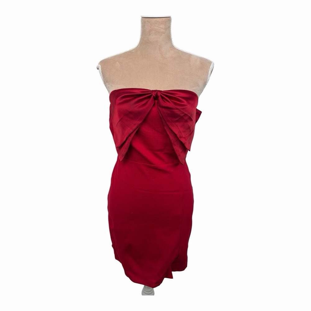 Lulus Bring the Poise Red Strapless Bow Mini Dress Size M Cocktail Party
